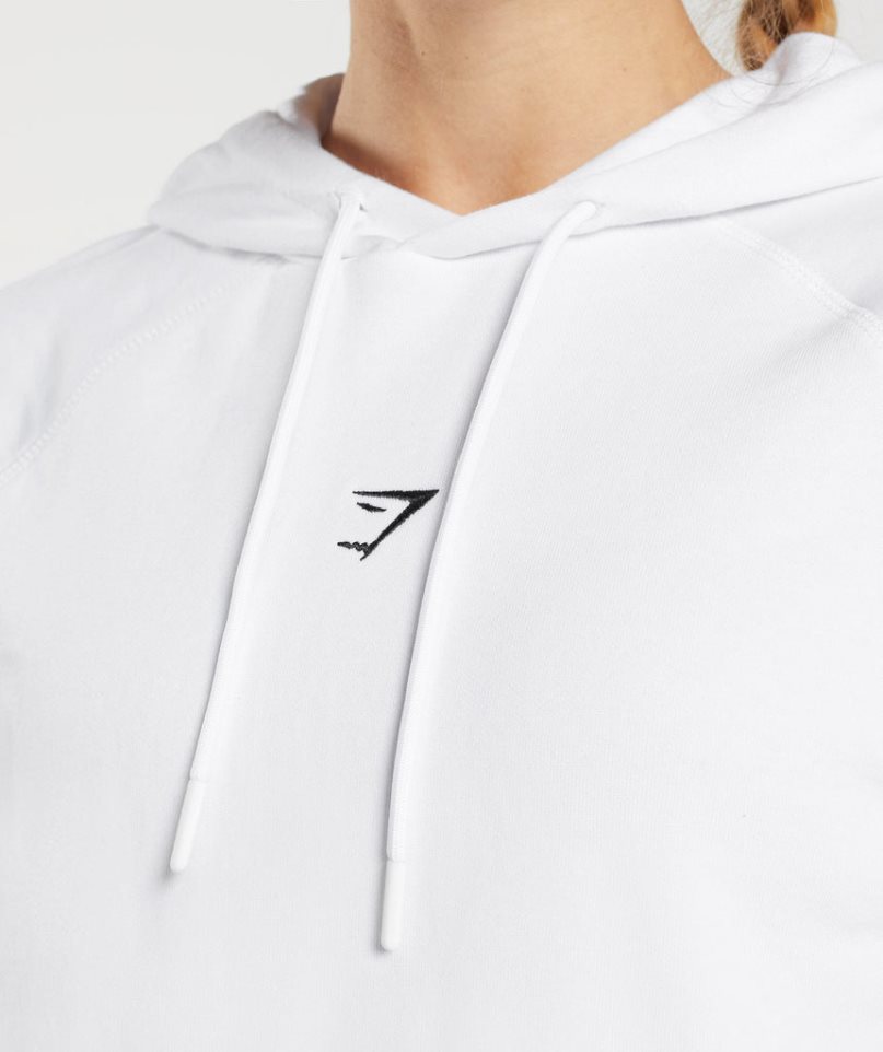 Women's Gymshark Training Cropped Hoodie White | NZ 7UKHBW